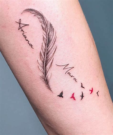 feather tattoo with name inside|Feather Tattoo Meaning and Symbolism: Fully Decoded.